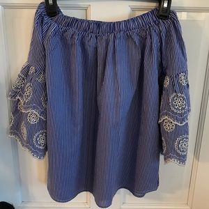 NWT Off the Shoulder Blue Top